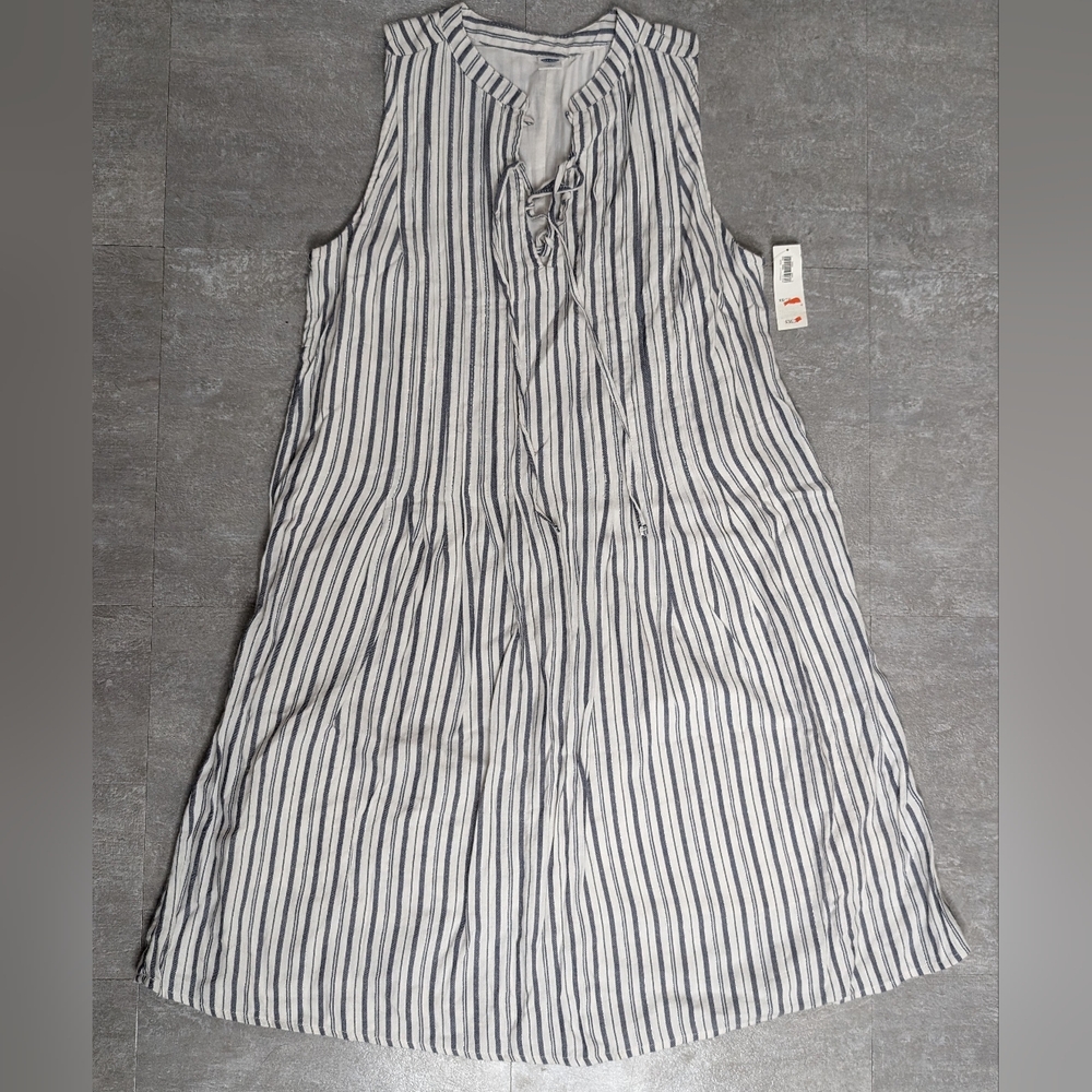 Old Navy Pinstripe Blue & White Woman's Dress Size XS NWT